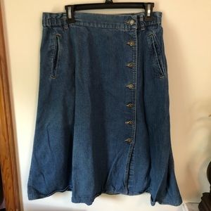 Vintage button front denim wrap skirt size 12